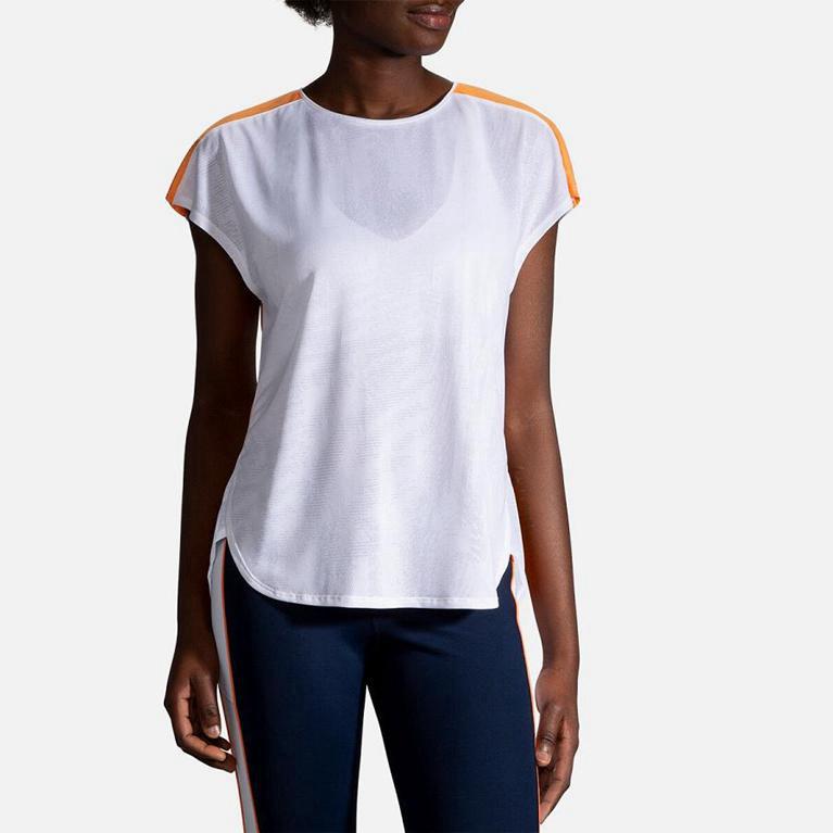 Brooks Spirit Women's Short Sleeve Running Shirt - White (95867-ZQRE)